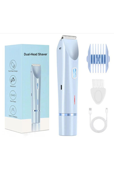 Choice ماكينة حلاقة كهربائية زرقاء 2 في 1 للنساء، برأسين، لتشذيب شعر العانة، ...