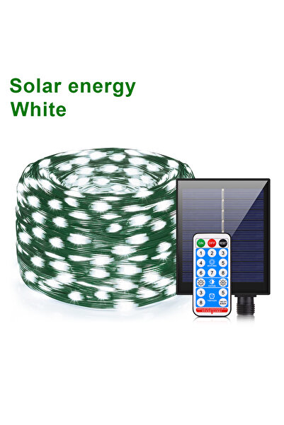 Choice12 سلسلة إضاءة LED بيضاء بطول 20 مترًا و200 مصباح LED تعمل بالطاقة الشم...