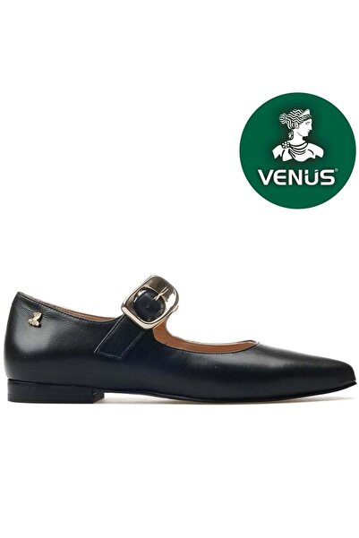 Venüs Moorhen Genuine Leather Orthopedic Women's Casual Ballerina Shoes Black