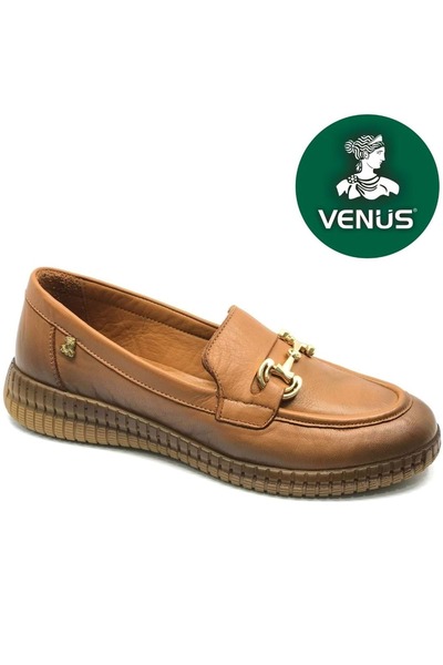 Venüs Larus Genuine Leather Orthopedic Women's Casual Ballerina Shoes Taba