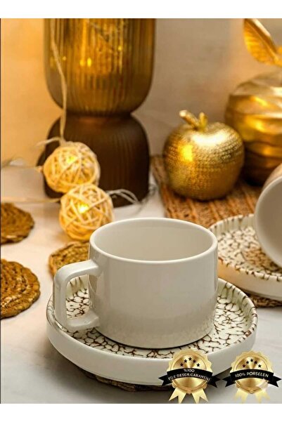 Heda Porselen Yakamoz 4 Parça 2 Kişilik Porselen Çay Fincan Takımı