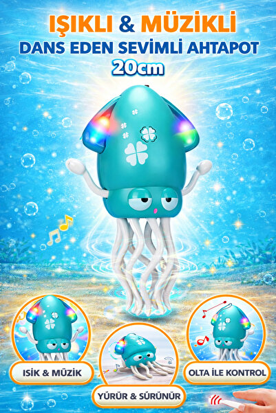 YILDIRIM OYUNCAK Işıklı Müzikli Dans Eden El Algılama Sensörlü Oyuncak Ahtapo...