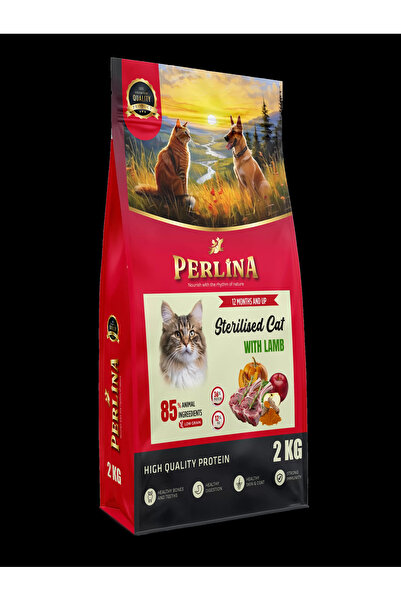 Perlina Kısırlaştırılmış Kedi Maması, Kuzu Etli, 2 KG, Yüksek Protein İçerikli