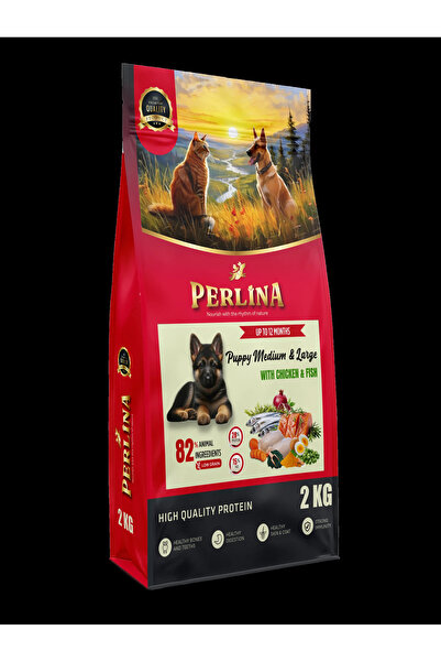 Perlina Orta ve Büyük Irk Yavru Köpek Maması, Tavuk ve Balık, 2 KG