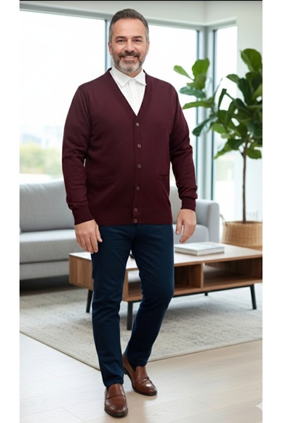 güncüoğlu Ince Yün Düğmeli Erkek Triko Ceket