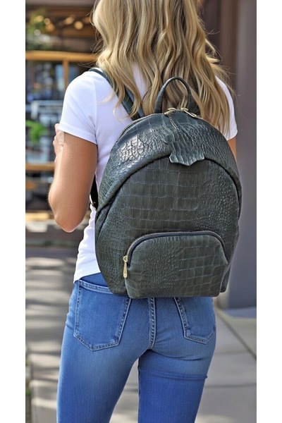 Mocikon Genuine Leather Handmade Medium Size Wide Unisex Hand and Backpack Ba...