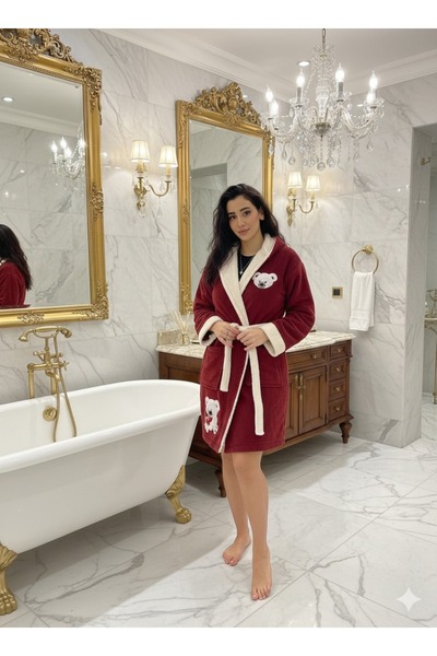 Damlaiso Welsoft-polar-peluş Kasım Sabahlık Kapşonlu Bornoz