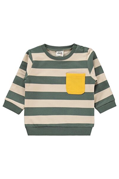 Civil Baby Çizgi Emprime Cepli 6-18 Ay Takım - Haki 12-18 Ay