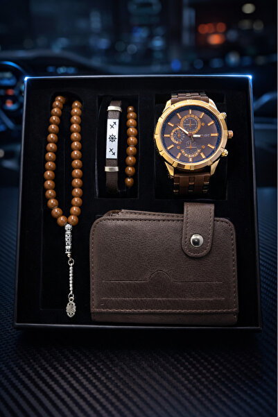 TEKMAKG Erkek Kol Saati Kartlık Bileklik Tesbih Kombini Özel Kutulu Aksesuar ...