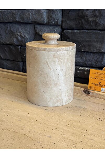 Polen Stone Traverten Doğal Taş Çöp Kovası Kendinden Tutmalı Tek Parça Kapak ...