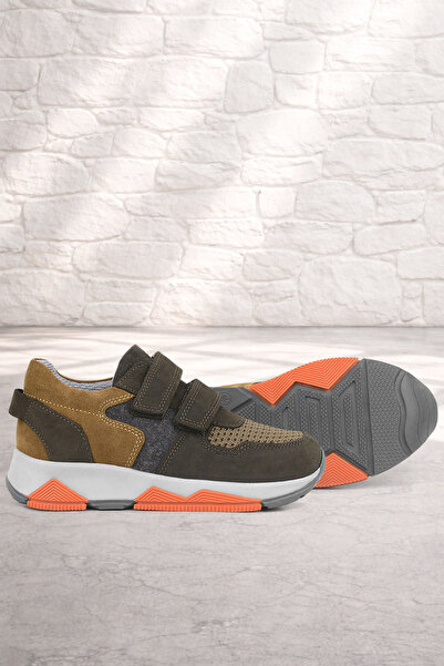 Rakerplus Детски ученически маратонки от естествена кожа в кафяво