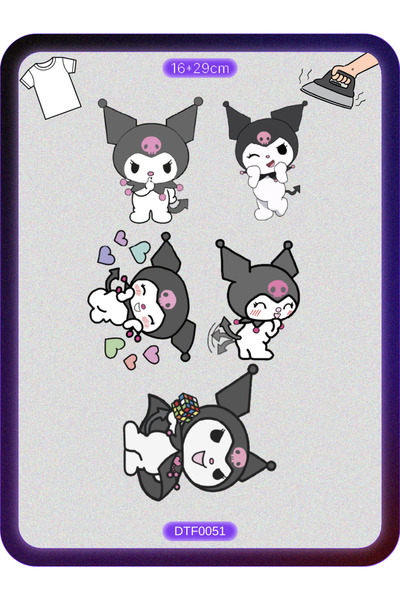 DYENOTE Kuromi Ütü ile Yapışan Tişört Tekstil Transfer Dtf Baskı