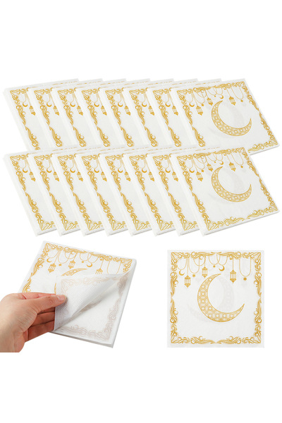 Choice1 ٢٠ قطعة مناديل ورقية بيضاء لحفلات رمضان، ٢٠-١٠٠ قطعة مناديل ورقية لحف...