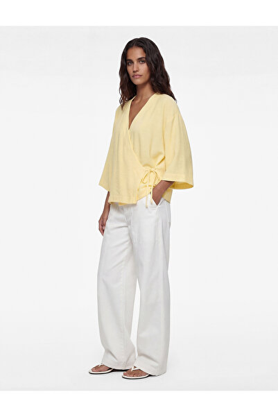 Koton Double-Breasted Collar Half Sleeve Viscose Kimono
