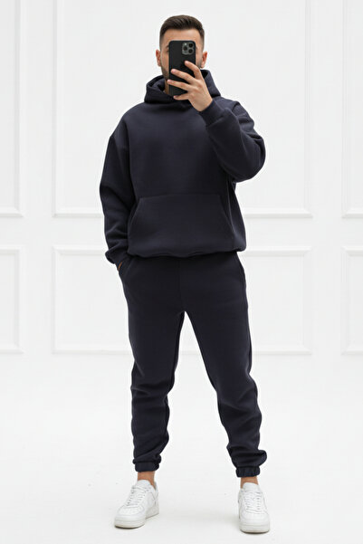 Runades طقم بدلة رياضية بغطاء للرأس مقاس كبير للرجال ذات ملمس ناعم وأرجل مطاط...