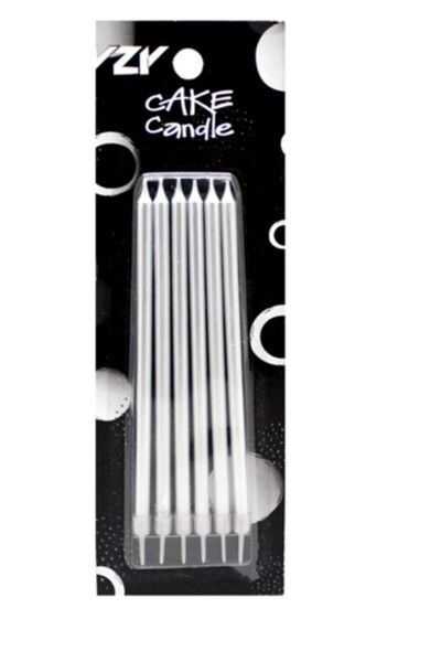 Dr. Gusto Gümüş Doğum Günü Mum Ve Altlıkları 14 Cm 6 Lı