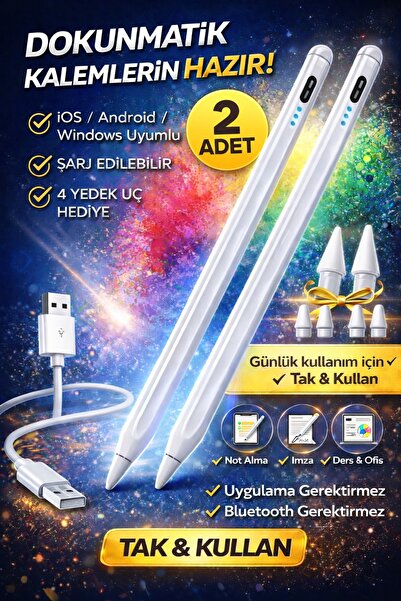 SepetteX 2’li Universal Stylus Kalem–iOS/Android/Windows Uyumlu Dokunmatik Ek...
