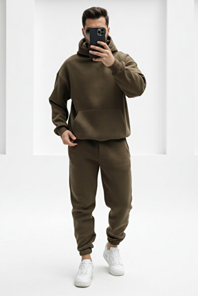 Runades طقم بدلة رياضية بغطاء للرأس مقاس كبير للرجال ذات ملمس ناعم وأرجل مطاط...