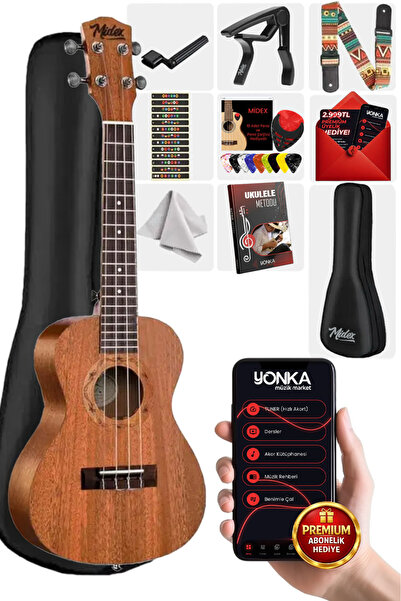 Midex Set Ct-24mc Ukulele de concert din mahon (SOFTCASE TUNER CAPO METOD NOT...