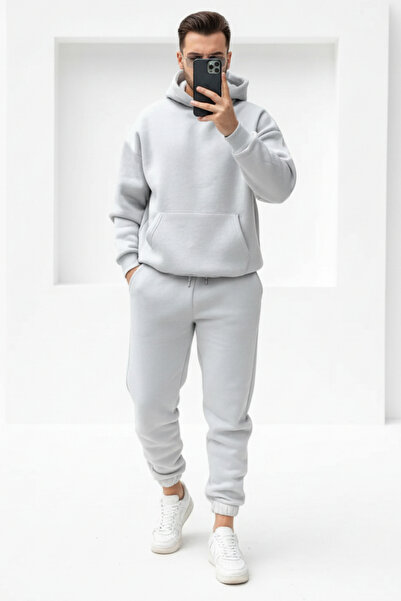 Runades Set de trening pentru bărbați, cu textura moale, supradimensionat, cu...