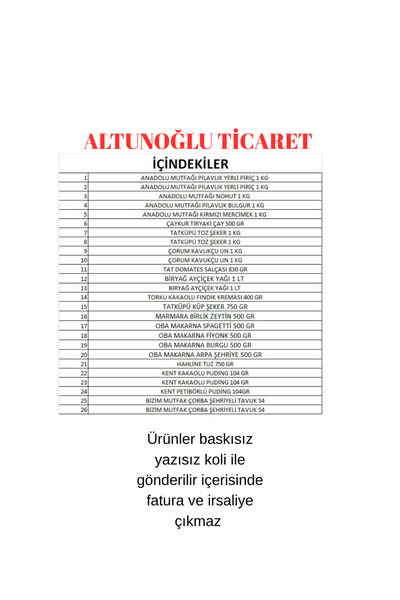 hahline herşey Ramazan erzak paketi kumanya yardım kolisi 26 parça ürün 18 kg