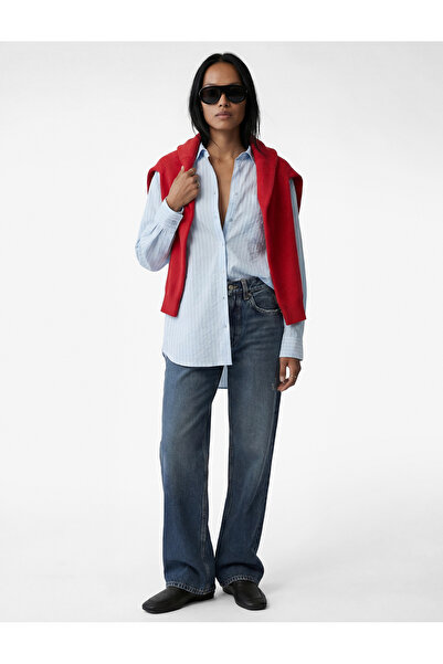 Koton Πουκάμισο oversized με μακρυμάνικο ύφασμα Modal με λεπτομέρεια με κορδόνια