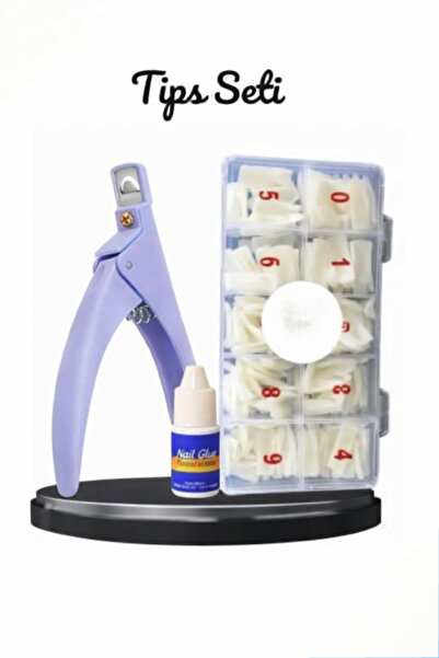 FREELADY Protez Tırnak 500'lü Kemik Tips -tips Makası Ve Yapıştırıcı- 3'lü Set