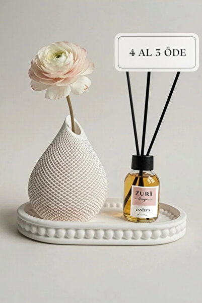 ZURİ DESİGN Bohem Beton Damla Form Biblo ve 50 ml Vanilya Oda Kokusu Dekorati...