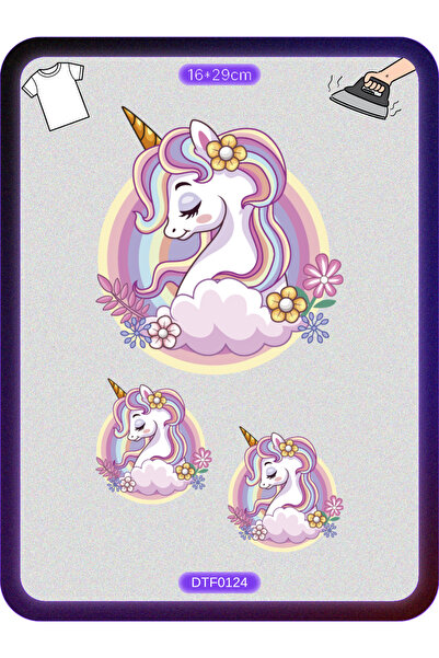 DYENOTE Unicorn Boynuzlu At Kumaş Aplike Yama Ütü Ile Yapışan Transfer Kağıdı...