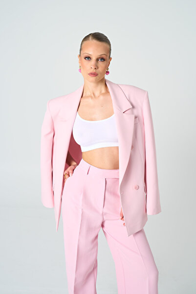 Thalure بنطلون نسائي وردي اللون ذو طيات