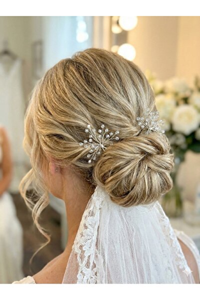 gelinmz Agrafă de păr dublă cu mărgele festonat