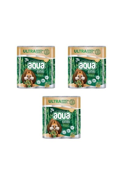 Aqua - TUVALET KAĞIDI 3KATLI BAMBU 40LI - 3 PAKET