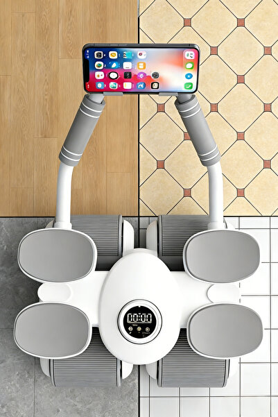 EGG Core Ab Roller with Auto-Rebound, Elbow Support, Timer & Built-in Phone H...