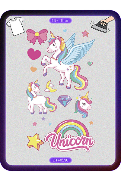 DYENOTE Unicorn At Renkli Colorful Kumaş Aplike Yama Ütü Ile Yapışan Transfer...