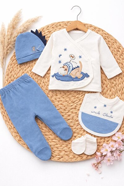 BYS BABY FASHION %100 Pamuklu 5 Parça Yenidoğan Kız - Erkek Bebek Hastane Çık...