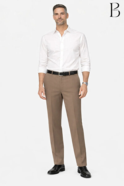 BURSPA Ανδρικό παντελόνι Dad από βαμβακερό λινό κρέμα χαλαρής εφαρμογής