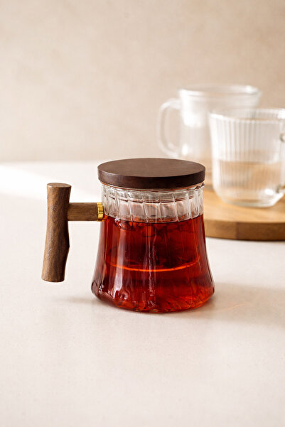 MİEN AKASYA KULPLU ÇİZGİLİ MODEL CAM DEMLİK BOROSİLİKAT (400 ML)