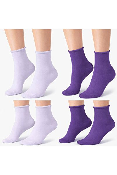 ZvM 4-пакет ролкови чорапи без ластик за жени, лилаво-лилави