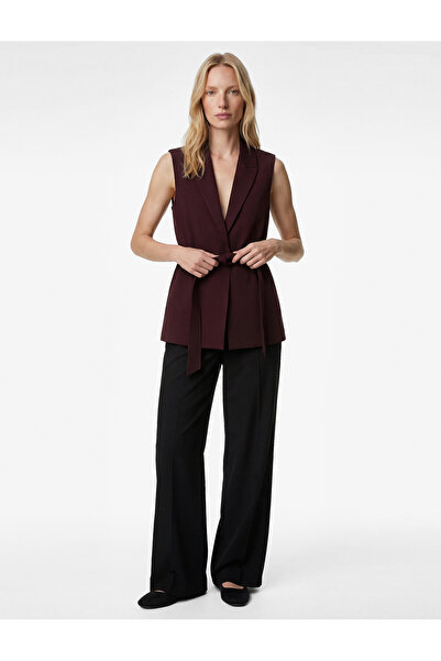 Koton بأزرار على الجهتين سترة بدون أكمام مع حزام على شكل ياقة