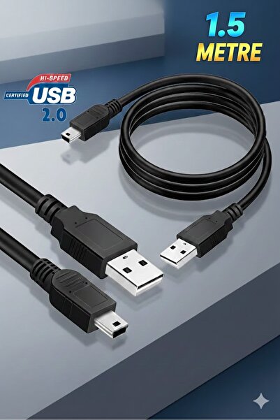 Derwell 1.5 Metre Ps3 Kol Şarj Kablosu 5 Pin Mini Usb Usb5-pin 2.0 Erkek A Mi...