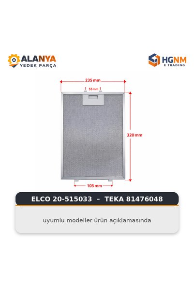 Home 81476048 - Teka  Davlumbaz Aspiratör Filtresi 320x235mm DB-60, DB-60INOX...