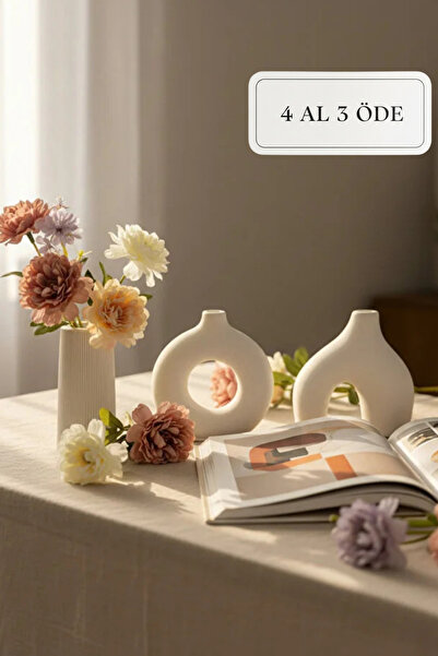 ZURİ DESİGN Bohem - Modern Beton Biblo 3’lü Set – Dekoratif Minimal Biblo