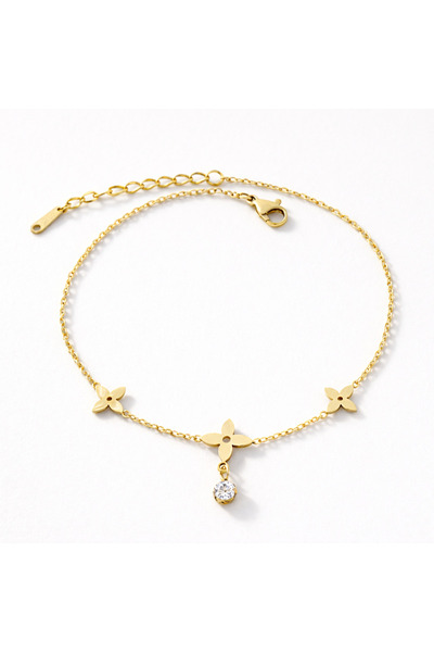 lolajewelry luxury steel gold renk zirkon taşlı yıldız çiçeği çelik Halhal