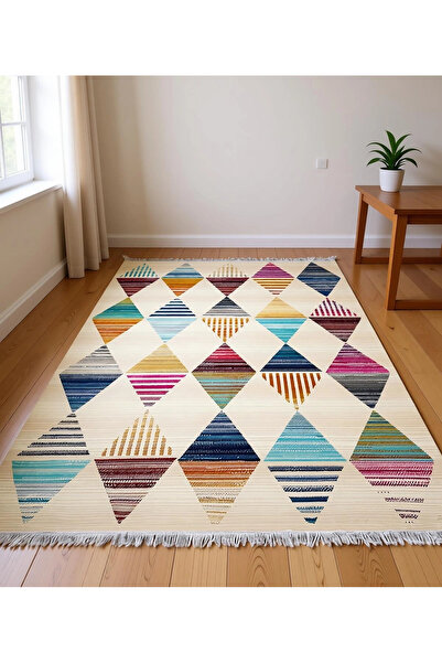 BLGHOME RENKLİ GEOMETRİK DESENLER TASARIM MODERN HALI DEKORAİTF KİLİM
