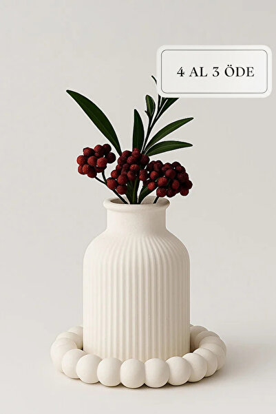 ZURİ DESİGN Bohem Tarzı Seramik Vazo ve Dekoratif Hediyelik Boncuklu Altlık S...