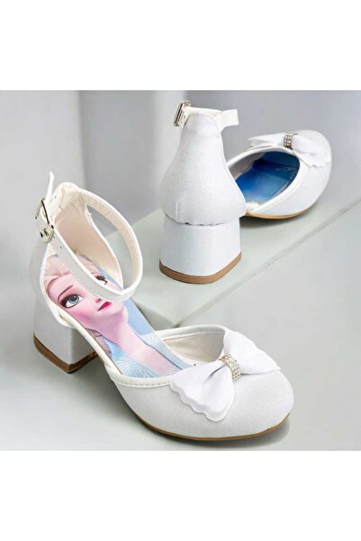 pediashoes Pantofi de prințesă cu toc pentru fetiță, culoare albă