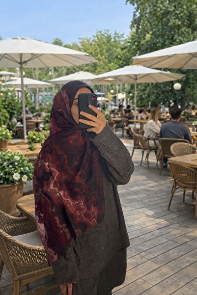 PARLA ATELİER Bambu Kraş Ebruli Desen Pembe Kırmızı