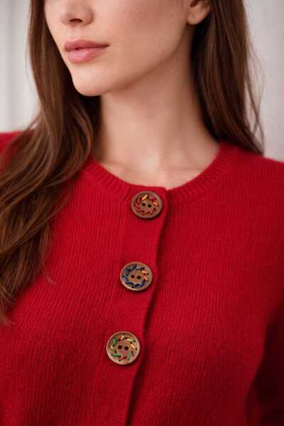 İMREN AKSESUAR أزرار خشبية طبيعية بنية اللون مع خيط ملون 2.5 سم، عبوة واحدة ت...