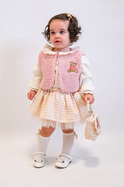 HAUSEkids 6-18 Aylık Pink Love Çantalı 4'Lü Kız Bebek Takım-Pembe