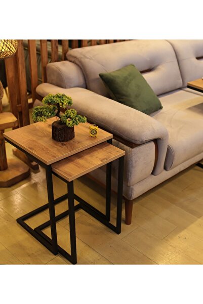 ATS Dekor Endüstriyel Tasarım 3’lü Zigon Sehpa Yan Ve Koltuk Sehpası.